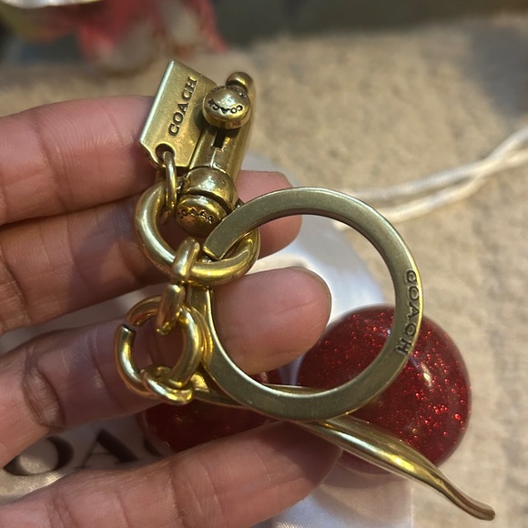 Coach Glitter X-Large Cherry Keychain with Gold Leaf🥳🥳❌ - Picture 2 of 4